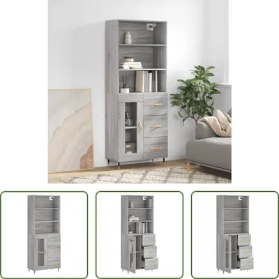 Produktbild von The Living Store Highboard Grau Sonoma 69,5x34x180 cm Holzwerkstoff