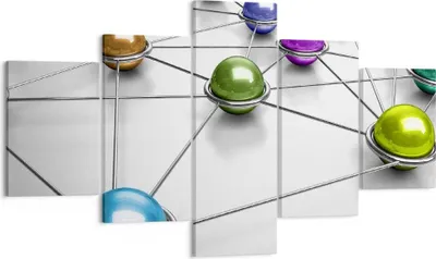 Produktbild von Bild auf Leinwand - Leinwandbild - Abstraktion Bälle Komposition Chrom - 125x70cm - Wand Bild - Wanddeko - Leinwanddruck - Bilder - Kunstdruck - Leinwand bilder - Wandkunst - EA125x70-2659