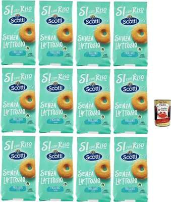 Produktbild von Si con Riso - Frollino con Riso - Laktose -freie und palmenfreie Kekse, Lactose -free biscuits 12x 350 g + Italian Gourmet polpa 400g
