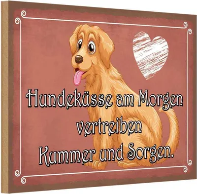 Zdjęcie produktu dla vianmo Drewniany znak 20x30 cm Hundeküsse Kummer und Sorgen