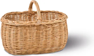 Produktbild von Handkorb oval, hellbraun, T 50cm x B 37cm x H25/35cm , Tragekorb, Weidenkorb