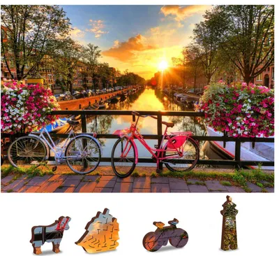 Obrázok produktu pre Drevené puzzle WOODEN CITY v Amsterdame 2v1, 75 dielikov ECO