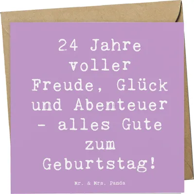 Produktbild von Mr. & Mrs. Panda Glückwunschkarte Spruch 24. Geburtstag - Lavendeltraum - Geschenk, Alter, Freundschaft, anlasskarte, Happy Birthday, doppelkarte, Freude, Klappkarte
