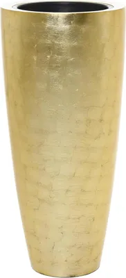 Produktbild von VIVANNO Pflanzkübel Fiberglas CITY Rund, Blattgold Blattoptik hochglanz - 47x100 cm