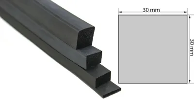 Produktbild von VKP30x30 Moosgummi EPDM - Vierkantprofil 30x30 mm Gummiprofil, Profilgummi