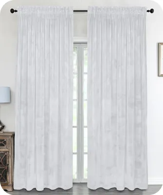Produktbild von Samt Vorhang Kräuselband U-Band Gardine Velvet abdunkelnd, Größe und Farbe wählbar,140x245cm,Weiß