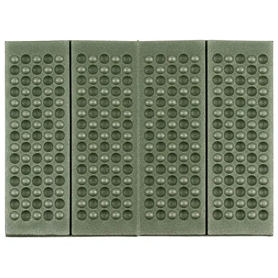 Four green foam pads with a dimpled texture, arranged side-by-side.