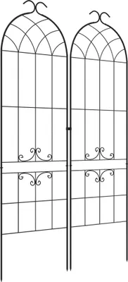 Image de Outsunny Lot de 2 treillis de jardin, support pour plantes grimpantes en métal, 50L x 181H cm, noir