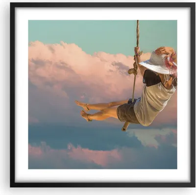 Produktbild von Gerahmtes Poster - Schwarzer Rahmen - Schaukeln Seil Himmel - 50x50 cm - Wand Bild - Wanddeko - Wandbilder - Kunstposter - Wandposter - Bilderrahmen - Bilder - Kunstdruck - Wandbild - P2BAC50x50-4259