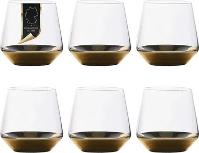 Image de Intirilife 6x verre à boire avec fond doré - 350 ml de contenance - eau jus de fruits verre cristal gobelet antichoc