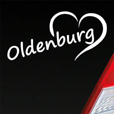 Produktbild von Auto Aufkleber Oldenburg Herz Stadt City Love Liebe 16,5x8 cm Weiss Matt Sticker Heckscheibenaufkleber