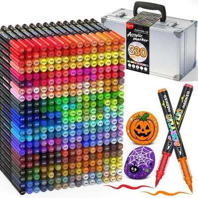 Produktbild von Acrylstifte Set 330 Farben Wasserfest Permanent für Holz, Stein, Glas, Stoff, Kunststoff