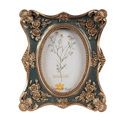 Productafbeelding van Clayre & Eef fotolijst, 6x9 cm, goudkleurig, groen, polyresin