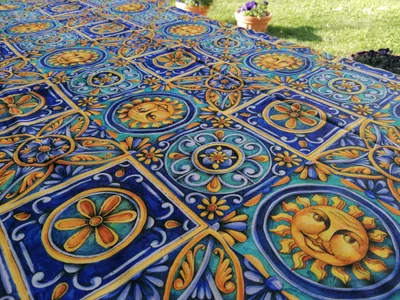 Tischdecke rechteckig fleckenabweisend Majolica 140x180 cm