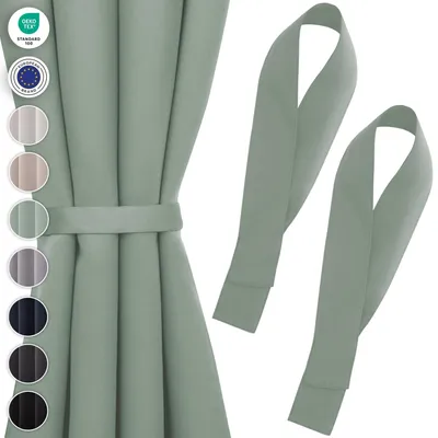 Gardinenhalter 2er-Set, 72x5 cm, waschbar, Grün