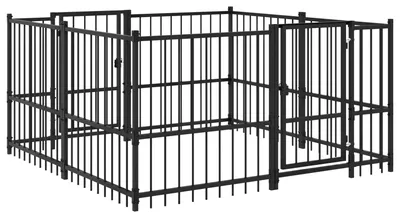Image de vidaXL Aire de jeux pour chiens d'extérieur, noire, 192 x 192 x 100 cm, en acier