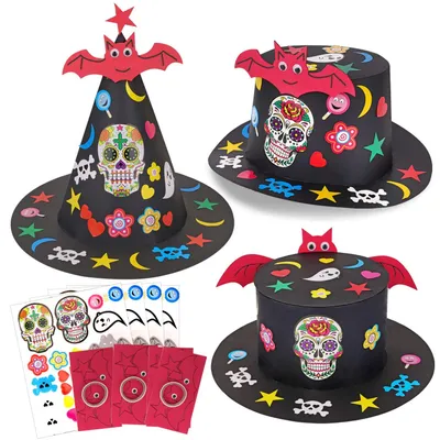 3er-Set schwarze Halloween-Hüte, DIY-Bastelset für Kinder & Erwachsene