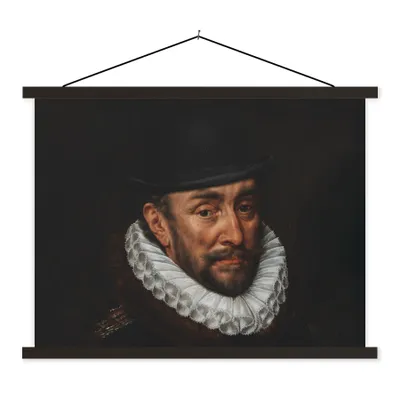 Produktbild von MuchoWow® Textilposter Wilhelm von Oranien - Adriaen Thomasz - Hut 40x30 cm mit schwarzem Rahmen - Dekorationen