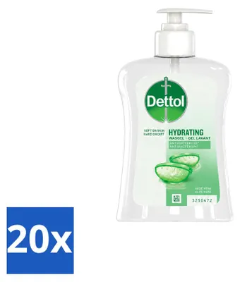 Obrázek produktu pro 20 kusů antibakteriálního mýdla na ruce Dettol s obsahem aloe vera, objem 250 ml – výhodná balení