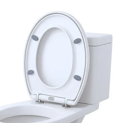 Produktbild von 1x Weiß Runder Soft-Close Toilleten Sitz - Universal Plastik Bidet Klo Sitze Spitze Deckel - Langsames Schließen Scharniere, Befestigungen & Beschläge - Von Harbour Housewares