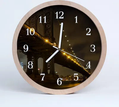 Produktbild von Holzuhr 30fi cm wanduhr - Nachtbrücke Architektur
