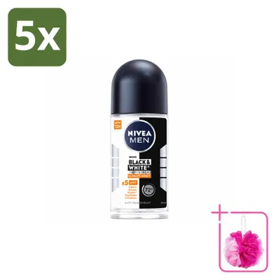 Obrázek produktu pro 5 kusů antiperspirantu NIVEA MEN Black & White Ultimate Impact, roller, 50 ml - balení