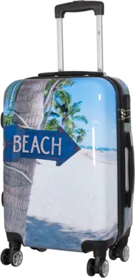 Produktbild von Warenhandel König Leichter Hartschalen Trolley 4 Rollen Handgepäck Summer Beach Größe M 56 cm x 38 cm x 21 cm 36 Liter
