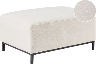 Produktbild von BELIANI Ottomane Weiß aus Bouclé Stoff Metallbeine Hocker Fußhocker für Wohnzimmer Minimalistisch Retro Modern