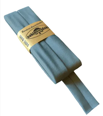 Produktbild von Oaki Doki Schrägband / Einfassband Tricot de Luxe Jersey gefalzt 3m x 20mm 003-Eisblau