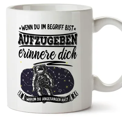 Keramikbecher mit Spruch, 350 ml, Motivbecher, Geschenkbecher