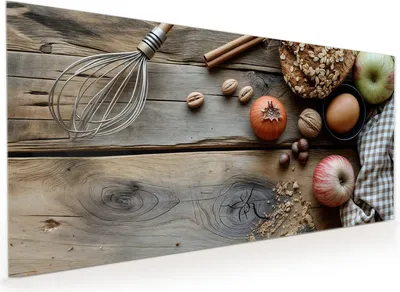 Produktbild von Küchenrückwand Spritzschutz Glas mit Motiv Herbstbackzubehör 40 x 40 cm