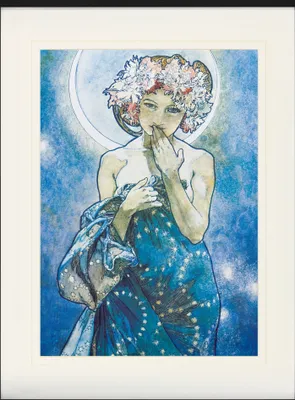 Produktbild von Alphonse Mucha Gerahmtes Bild Mit Edlem Passepartout | Wand-Bilder | Im Bilderrahmen - Der Mond, 1902 (80 x 60 cm)