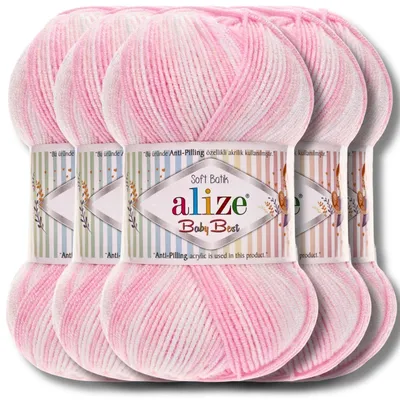 Produktbild von Alize 5x 100g Baby Best Batik Wolle mit Farbverlauf, Antipilling, Häkeln, Stricken (6660)