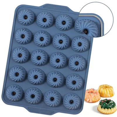 Mini Gugelhupf-Silikonform, 20 Stück, blau, 5,8 cm Ø