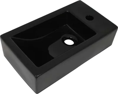 Produktbild von vidaXL Waschbecken Rechteckig + Hahnloch Keramik Schwarz 46x25,5x12 cm