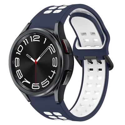Produktbild von Silikon Armband 20mm Uhrenarmband, Farbe:Mitternachtsblau Weiß