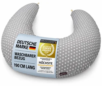Produktbild von Smoothy Seitenschläferkissen & Stillkissen 155x30 cm – Schwangerschaftskissen mit Mikroperlen, Baumwollbezug Waschbar, Grau Gepunktet
