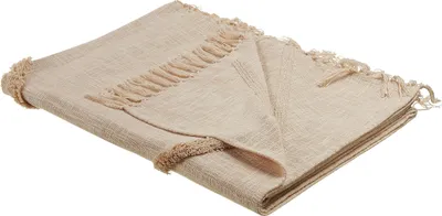 Obrázek produktu pro BELIANI Přikrývka béžová Bavlněná 130 x 180 cm postel přírodní geometrická Boho