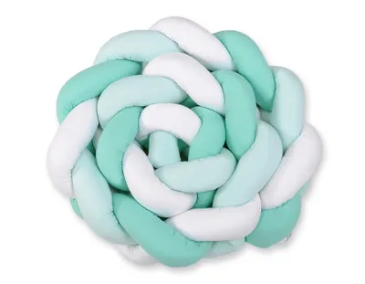 Image de Coussin de protection tressé pour lit 360cm blanc menthe