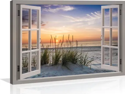 Produktbild von 120 x 80 cm Bild auf Leinwand Fensterblick  5014 deutsche Marke und Lager.