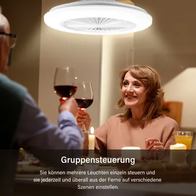 Produktbild von TolleTour RGB Deckenventilator mit Beleuchtung und Fernbedienung RGB Deckenleuchte Leise Ventilator Deckenlampe