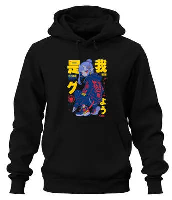 Zdjęcie produktu dla Bluza z kapturem "Demon Girl Techwear Japan Streetwear Anime Y2K Otaku", czarna, rozmiar S