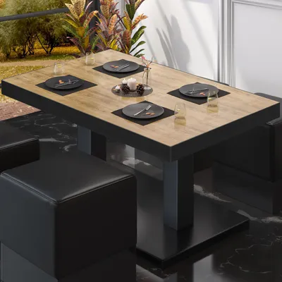 Produktbild von BM | Bistro Loungetisch | B:T:H 130 x 80 x 41 cm | Eiche / Schwarz | Bistro Tisch Loungetisch