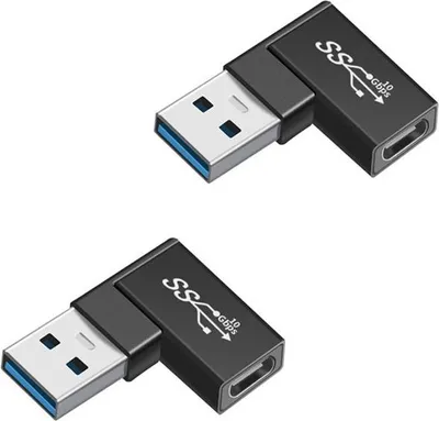 Image de INF Adaptateur coudé USB mâle vers TYPE-C femelle - Lot de 2, compact et efficace