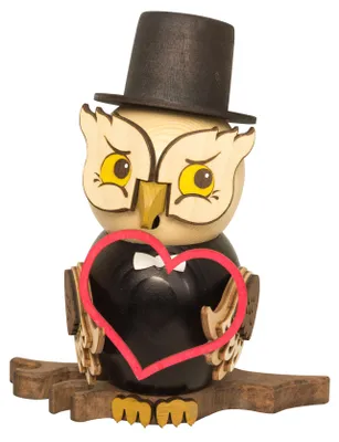 Imagen del producto de Kuhnert, figura decorativa para incienso, búho, novio, 15 cm - Auténtico producto de los Montes Metálicos (Erzgebirge)