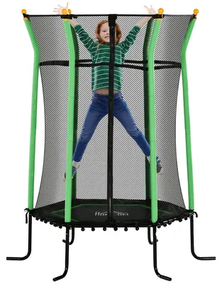 Productafbeelding van Trampoline voor kinderen, 122 x 111 cm, met veiligheidsnet, gewatteerd, staal, draagvermogen tot 50 kg