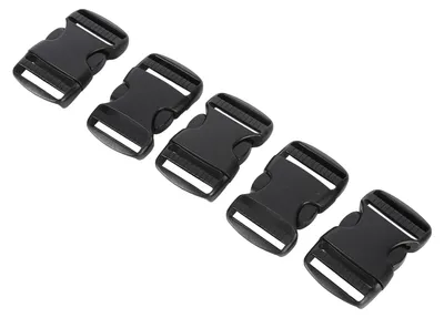 Immagine prodotto di 5 pezzi di fibbia a sgancio rapido in plastica con due cinturini regolabili, ricambio fai da te per zaino, nero, per larghezza 38 mm