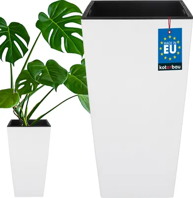 Obrázek produktu pro KOTARBAU® Čtvercový květináč 291x291x545mm s vnitřním květináčem matný bílý