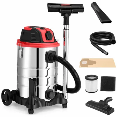 Nass-Trockensauger 1200 W, 30 L Edelstahl, HEPA-Filter