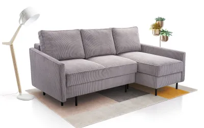 Produktbild von AX LIVING Ecksofa grau Romanii 3sitzer mit Schlaffunktion 220 cm breit R